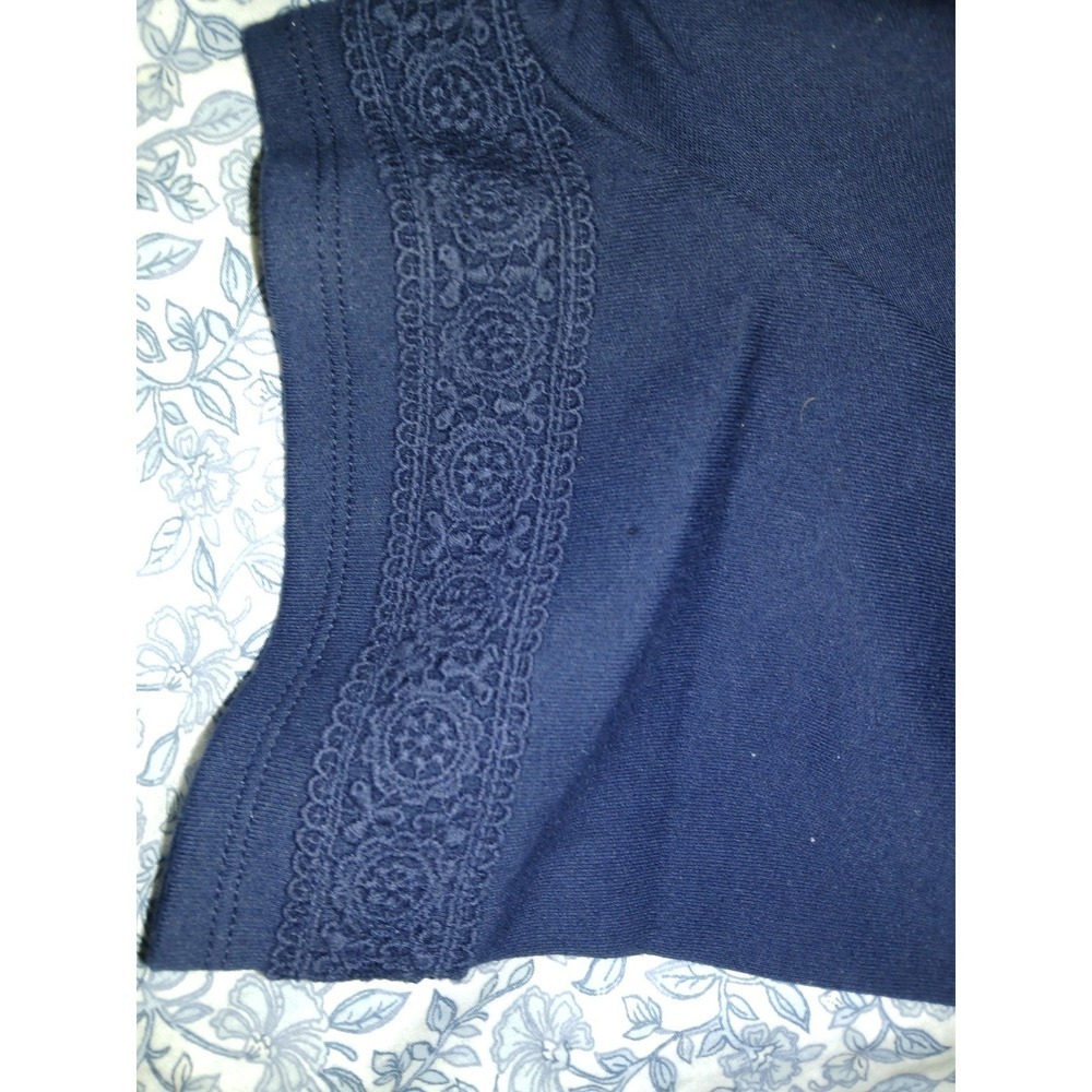NWT Talbots Navy Blue Embroidered Short Sleeve Tee Shirt Dress Womens Size Large - Picture 6 of 8